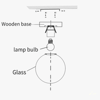 Boule en verre blanc plafond moderne avec LEDs et piédestal en bois - Luminaire suspendu pour un éclairage élégant à la maison | Marco Lucetti