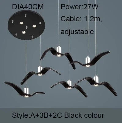 Brokis Night Birds : suspension en résine silhouette d'oiseau, expression de liberté | Marco Lucetti A3B2C Noir DIA40CM / Blanc froid