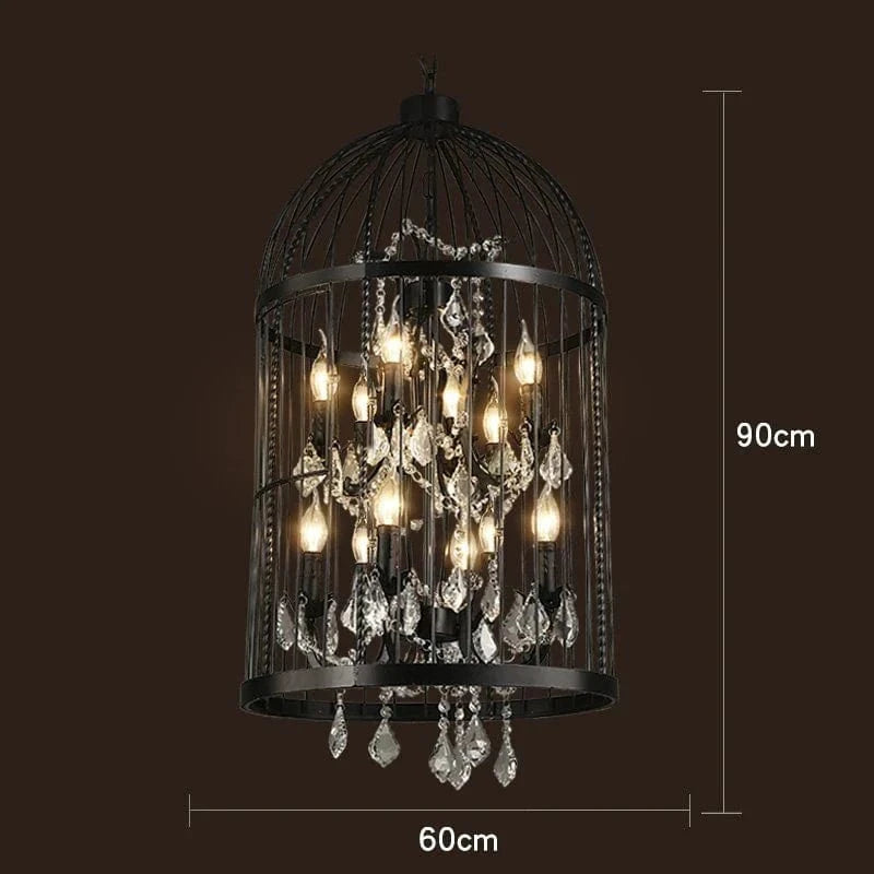 Cage à oiseaux en cristal noir pour une ambiance rétro-industrielle vintage | Marco Lucetti Noir 12 têtes
