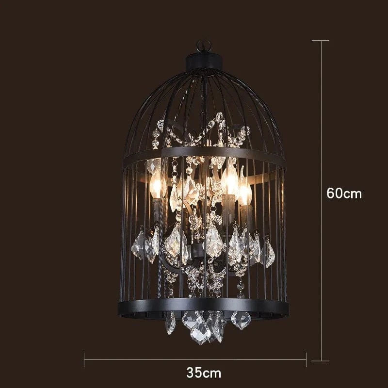 Cage à oiseaux en cristal noir pour une ambiance rétro-industrielle vintage | Marco Lucetti Noir 4 têtes