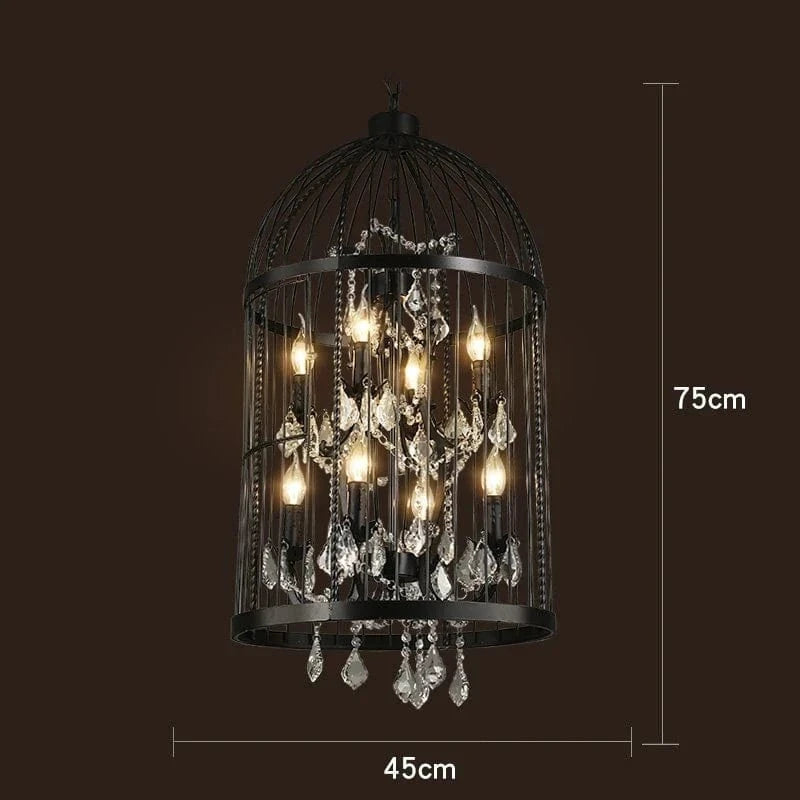 Cage à oiseaux en cristal noir pour une ambiance rétro-industrielle vintage | Marco Lucetti Noir 8 têtes
