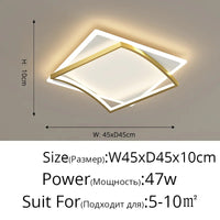 Lustre LED Carré Moderne pour Chambre Salon Étude Foyer Maison
