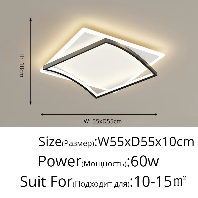 Lustre LED Carré Moderne pour Chambre Salon Étude Foyer Maison