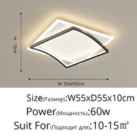 Lustre LED Carré Moderne pour Chambre Salon Étude Foyer Maison