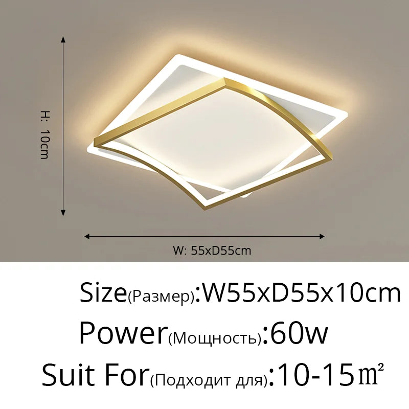 Lustre LED Carré Moderne pour Chambre Salon Étude Foyer Maison