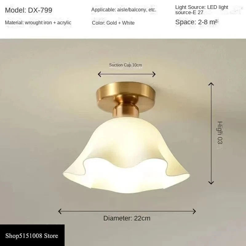 Céramique verre Led Nordique Couloir Plafonnier pour Allée Vestiaire Balcon E27 Acrylique Lustre Luminaires | Marco Lucetti Style A doré