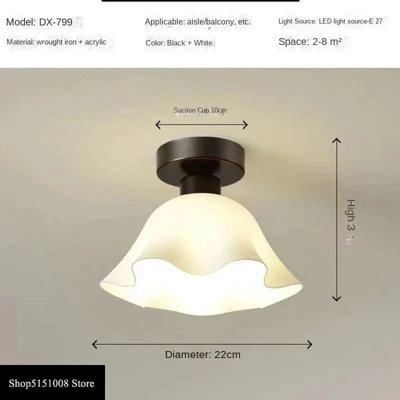 Céramique verre Led Nordique Couloir Plafonnier pour Allée Vestiaire Balcon E27 Acrylique Lustre Luminaires | Marco Lucetti Style A noir