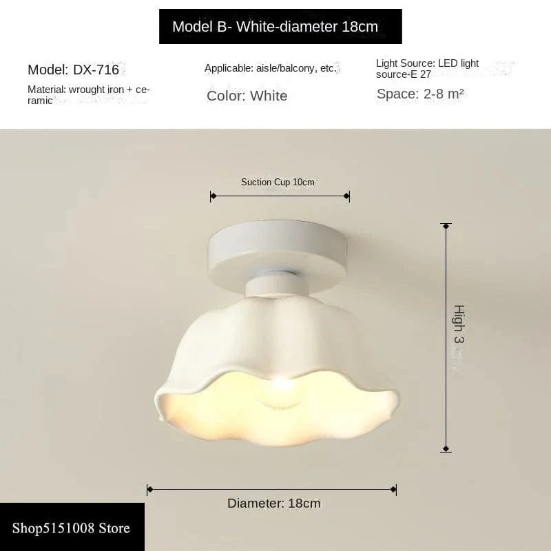 Céramique verre Led Nordique Couloir Plafonnier pour Allée Vestiaire Balcon E27 Acrylique Lustre Luminaires | Marco Lucetti Style C blanc
