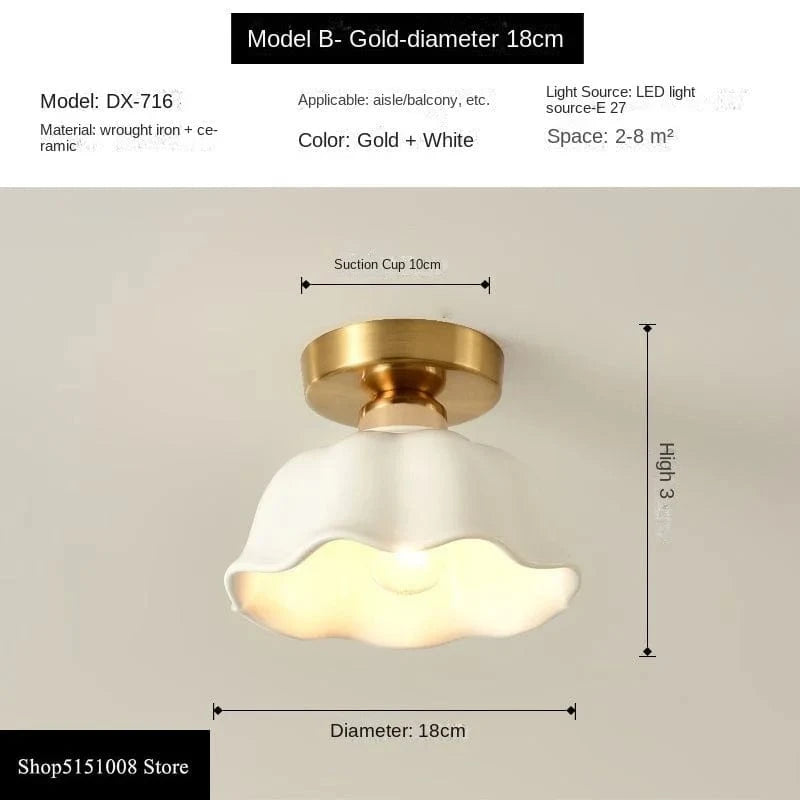 Céramique verre Led Nordique Couloir Plafonnier pour Allée Vestiaire Balcon E27 Acrylique Lustre Luminaires | Marco Lucetti Style C or