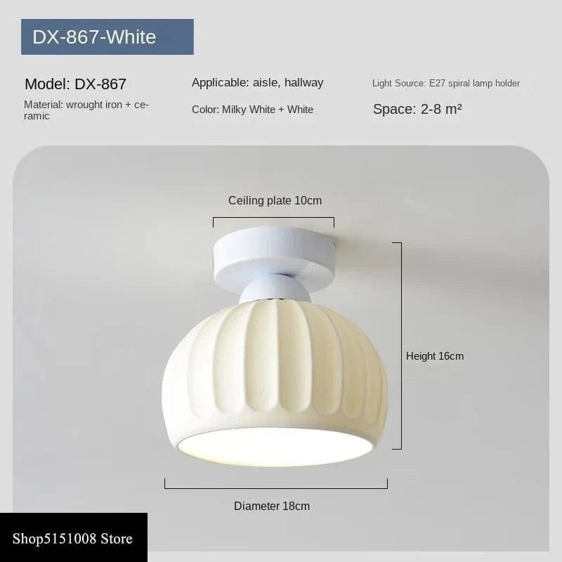 Céramique verre Led Nordique Couloir Plafonnier pour Allée Vestiaire Balcon E27 Acrylique Lustre Luminaires | Marco Lucetti Style D blanc