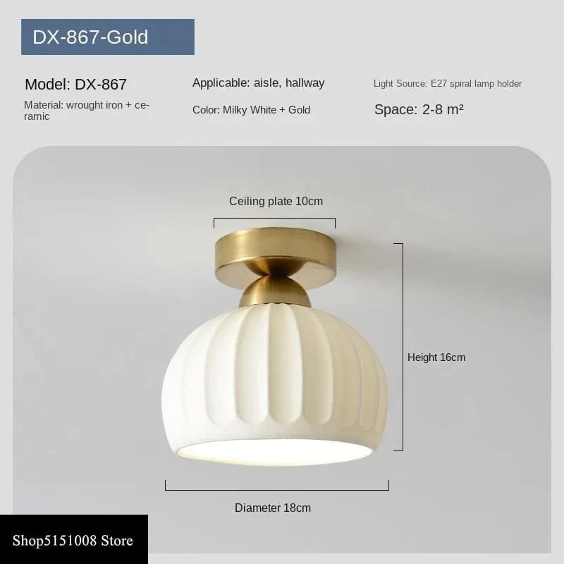 Céramique verre Led Nordique Couloir Plafonnier pour Allée Vestiaire Balcon E27 Acrylique Lustre Luminaires | Marco Lucetti Style D or