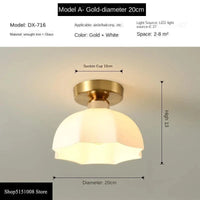 Céramique verre Led Nordique Couloir Plafonnier pour Allée Vestiaire Balcon E27 Acrylique Lustre Luminaires | Marco Lucetti Style E or