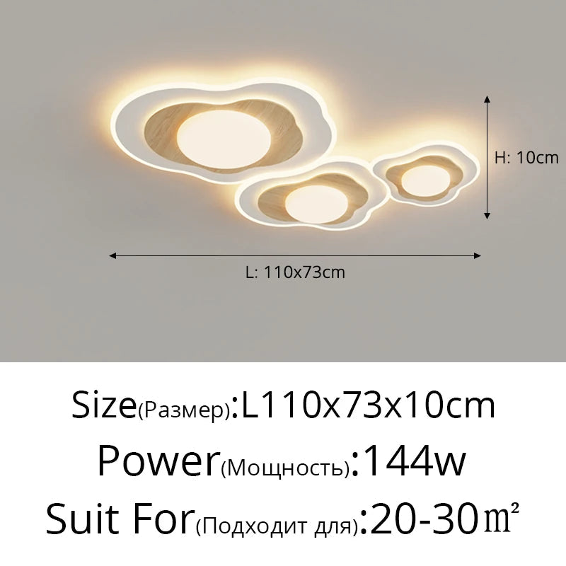 Plafonnier Luxe LED pour Chambre Principale - Blanc Bois Crème
