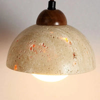 Charme Japonais : Lampe Suspendue en Travertin Jaune Style Wabi-Sabi | Marco Lucetti