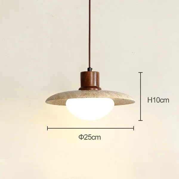 Charme Japonais : Lampe Suspendue en Travertin Jaune Style Wabi-Sabi | Marco Lucetti G