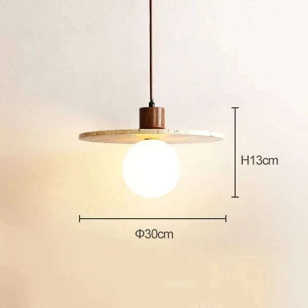Charme Japonais : Lampe Suspendue en Travertin Jaune Style Wabi-Sabi | Marco Lucetti UN