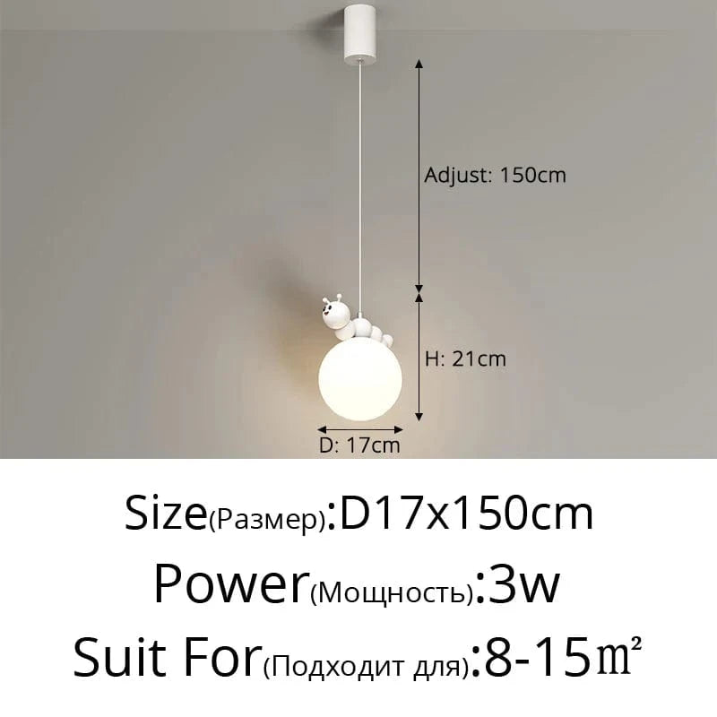 Chenille Astro - Lustre Enfant Moderne Dessin Animé | Marco Lucetti A Blanc D17x150cm / 3 couleurs sans télécommande