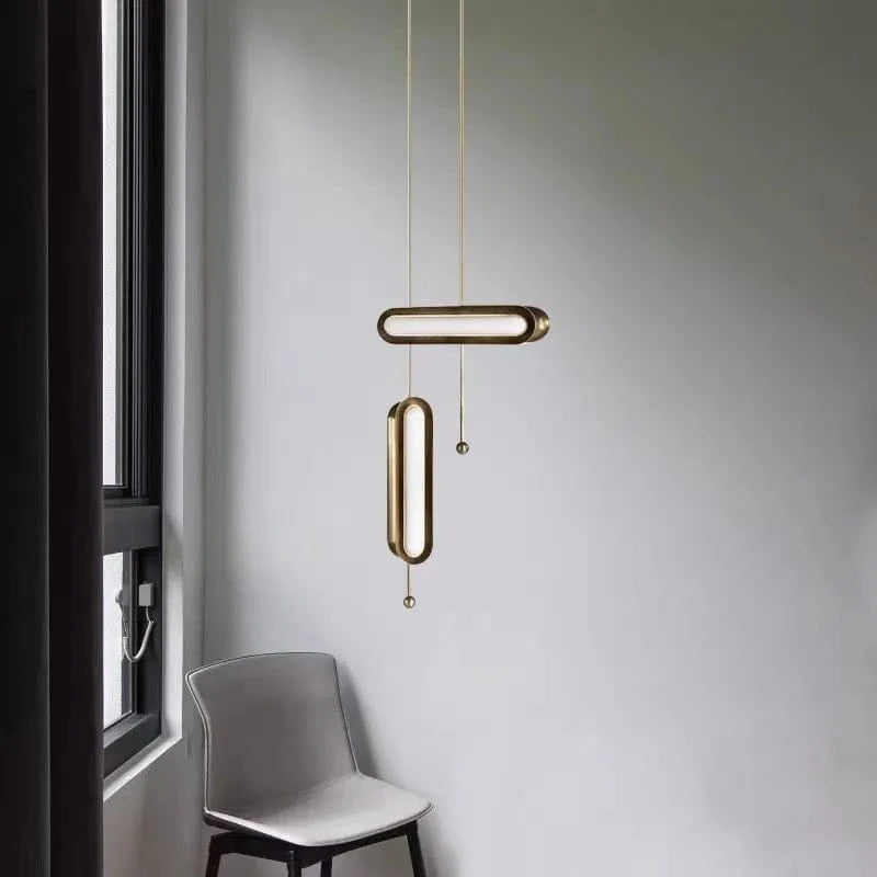 Circuit Suspension Nordique LED Lumière Dorée Postmoderne - Idéal pour Salon, Cuisine, Loft, Chambre ou Chevet | Marco Lucetti