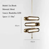 Circuit Suspension Nordique LED Lumière Dorée Postmoderne - Idéal pour Salon, Cuisine, Loft, Chambre ou Chevet | Marco Lucetti C