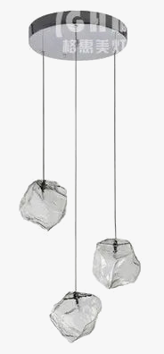 Suspension Luxe en Cristal de Glace Transparent pour Restaurants en Pierre de Verre Clair avec Cordon LED