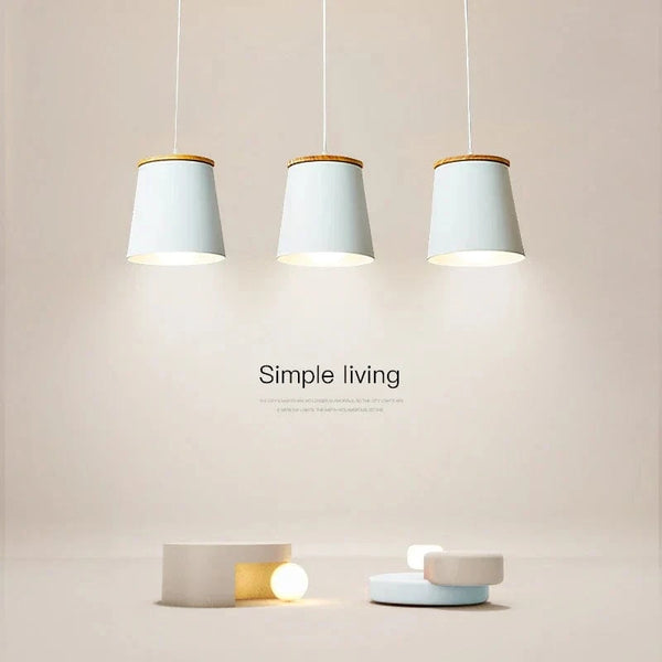 Creative Led - Lampe suspension blanche moderne avec barre en bois et en métal | Marco Lucetti