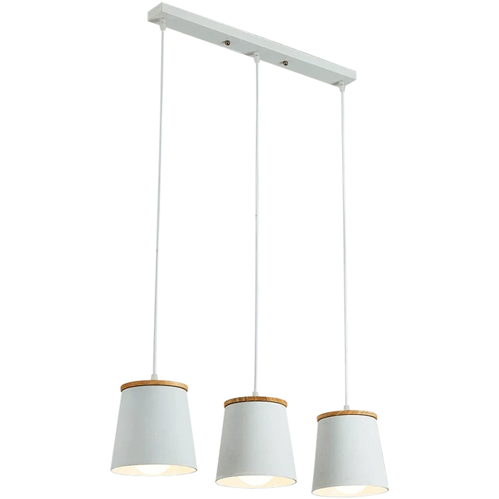 Creative Led - Lampe suspension blanche moderne avec barre en bois et en métal | Marco Lucetti