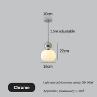 Crème Style Chevet Suspension LED - Éclairage de Chambre et Salle à Manger | Marco Lucetti Chromé 1 tête / Lumière froide