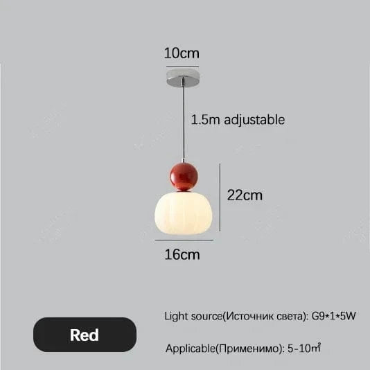 Crème Style Chevet Suspension LED - Éclairage de Chambre et Salle à Manger | Marco Lucetti Rouge 1 tête / Lumière froide