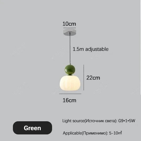 Crème Style Chevet Suspension LED - Éclairage de Chambre et Salle à Manger | Marco Lucetti Vert 1 tête / Lumière froide