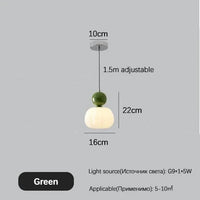 Crème Style Chevet Suspension LED - Éclairage de Chambre et Salle à Manger | Marco Lucetti Vert 1 tête / Lumière froide