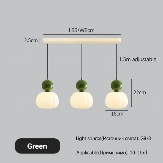 Crème Style Chevet Suspension LED - Éclairage de Chambre et Salle à Manger | Marco Lucetti Vert 3 têtes / Lumière froide