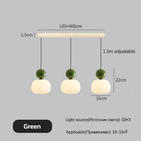 Crème Style Chevet Suspension LED - Éclairage de Chambre et Salle à Manger | Marco Lucetti Vert 3 têtes / Lumière froide