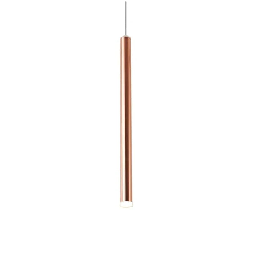 Cylindre Long Tube LED Suspension pour Bars & Restaurants | Marco Lucetti Acrylique Rose Doré / Longueur 30CM / Blanc chaud 3000K