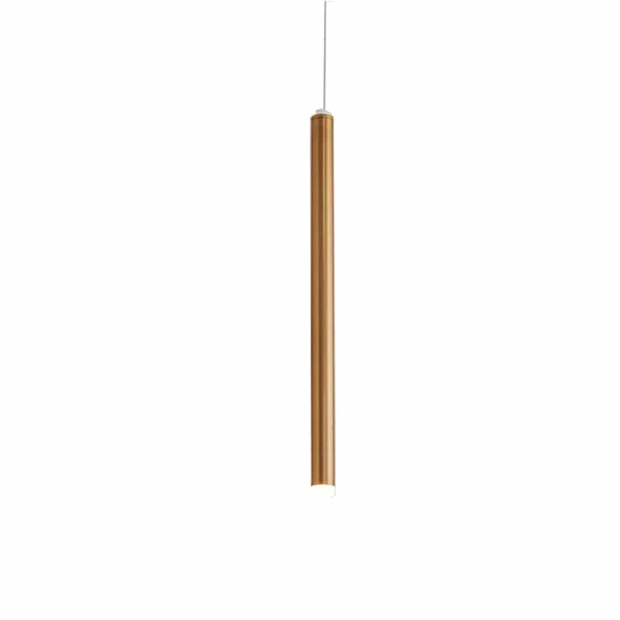 Cylindre Long Tube LED Suspension pour Bars & Restaurants | Marco Lucetti Bronze avec acrylique / Longueur 30CM / Blanc chaud 3000K