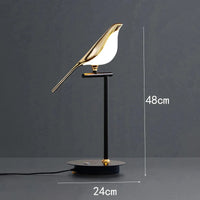 Design Lampe de Table LED Postmoderne en Placage Or Oiseau | Marco Lucetti 1 lumière