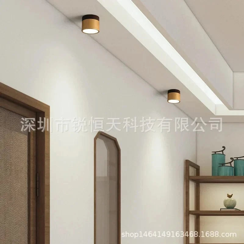 Downlight ouvert monté couleur noyer Projecteur LED rond, parfait pour un éclairage élégant du salon ou du couloir | Marco Lucetti