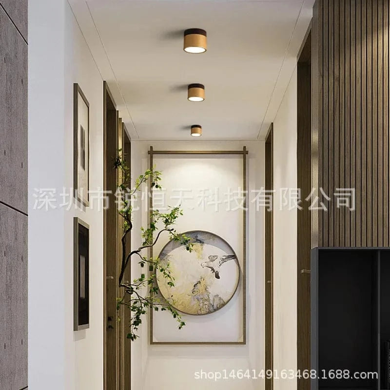 Downlight ouvert monté couleur noyer Projecteur LED rond, parfait pour un éclairage élégant du salon ou du couloir | Marco Lucetti