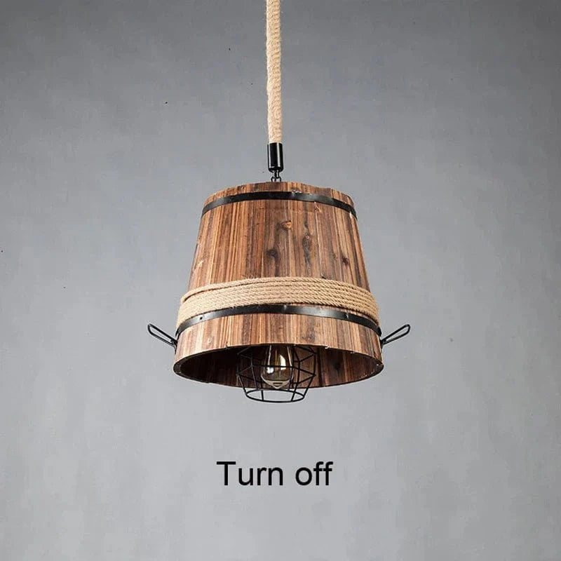 Drolight - Lustre Bois Industriel Américain Rétro Loft Bougeoir Ajustable | Marco Lucetti