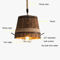 Drolight - Lustre Bois Industriel Américain Rétro Loft Bougeoir Ajustable | Marco Lucetti