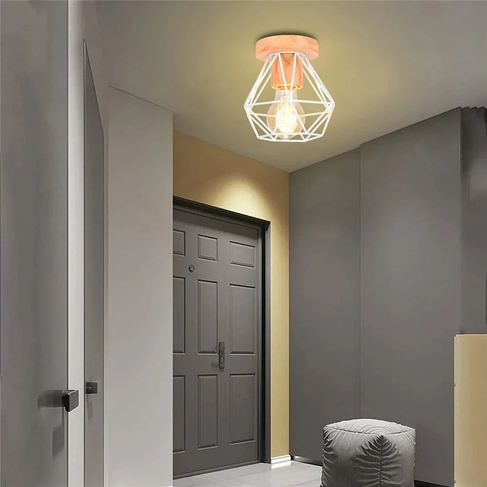 E27 plafonnier fer bois nordique moderne Mini lampe pour salon chambre cuisine décoration luminaire | Marco Lucetti