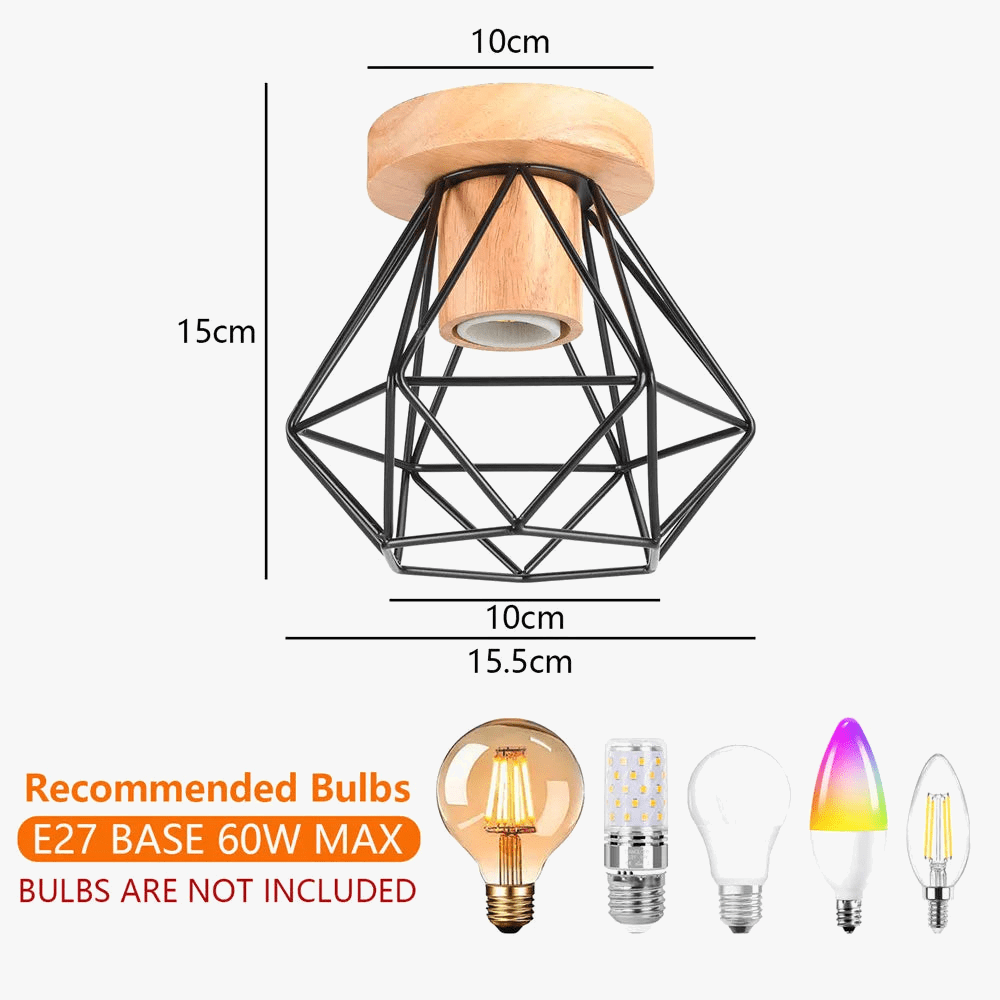 E27 plafonnier fer bois nordique moderne Mini lampe pour salon chambre cuisine décoration luminaire | Marco Lucetti