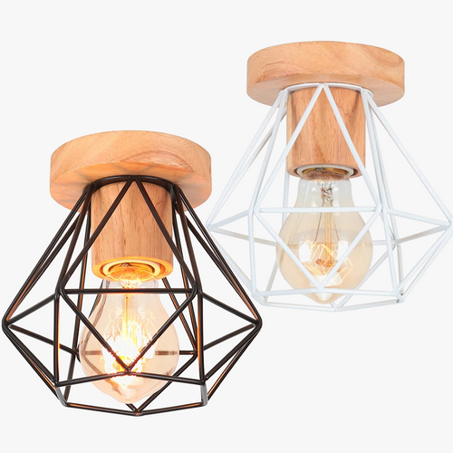 E27 plafonnier fer bois nordique moderne Mini lampe pour salon chambre cuisine décoration luminaire