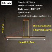 Éclairage de salon Nordique Créatif en Cuivre - Lumière LED Moderne de Luxe | Marco Lucetti 2 têtes-Longueur115cm / Lumière chaude, pas de télécommande