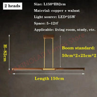 Éclairage de salon Nordique Créatif en Cuivre - Lumière LED Moderne de Luxe | Marco Lucetti 2 têtes-Longueur150cm / Lumière chaude, pas de télécommande