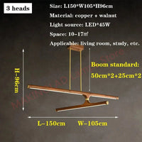Éclairage de salon Nordique Créatif en Cuivre - Lumière LED Moderne de Luxe | Marco Lucetti 3 têtes-Longueur150cm / Lumière chaude, pas de télécommande