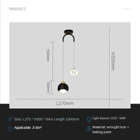 Éclairage de suspension LED pour chambre à coucher - Style Moderne et Élégant | Marco Lucetti Type A-noir / Lumière froide