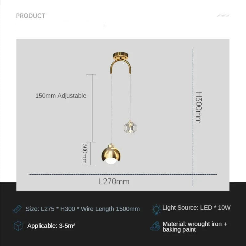 Éclairage de suspension LED pour chambre à coucher - Style Moderne et Élégant | Marco Lucetti Type A-or / Lumière froide