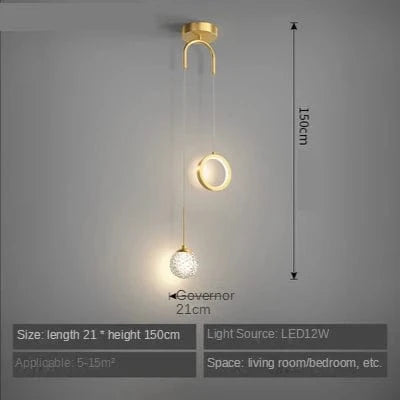 Éclairage de suspension LED pour chambre à coucher - Style Moderne et Élégant | Marco Lucetti Type B-or / Lumière froide