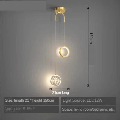 Éclairage de suspension LED pour chambre à coucher - Style Moderne et Élégant | Marco Lucetti Type C-or / Lumière froide