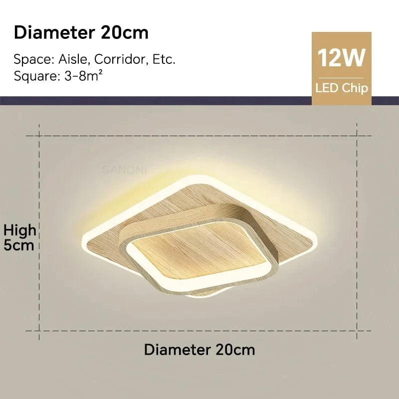 Éclairage LED design pour salon escalier allée vestiaire couloir chambre | Marco Lucetti Carré en Bois 20cm / Blanc froid